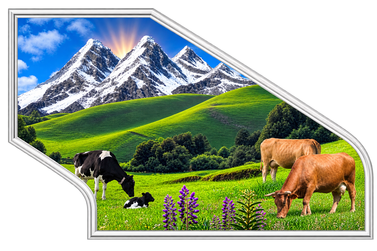 Félix and Food's — paisaje de montaña, vacas y campo