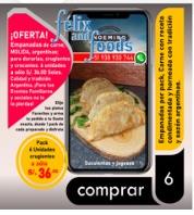 Empanadas de carne, Pack 6 unidades, S/36.00